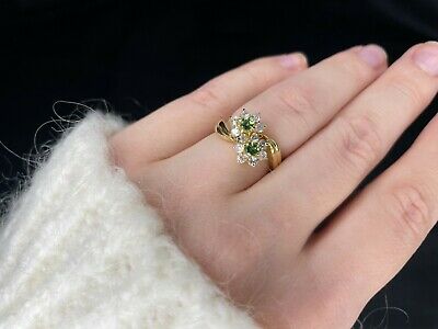 Luxury Gold Jewelry ring with Emerald & Diamonds 18ct gold 0.32diamond